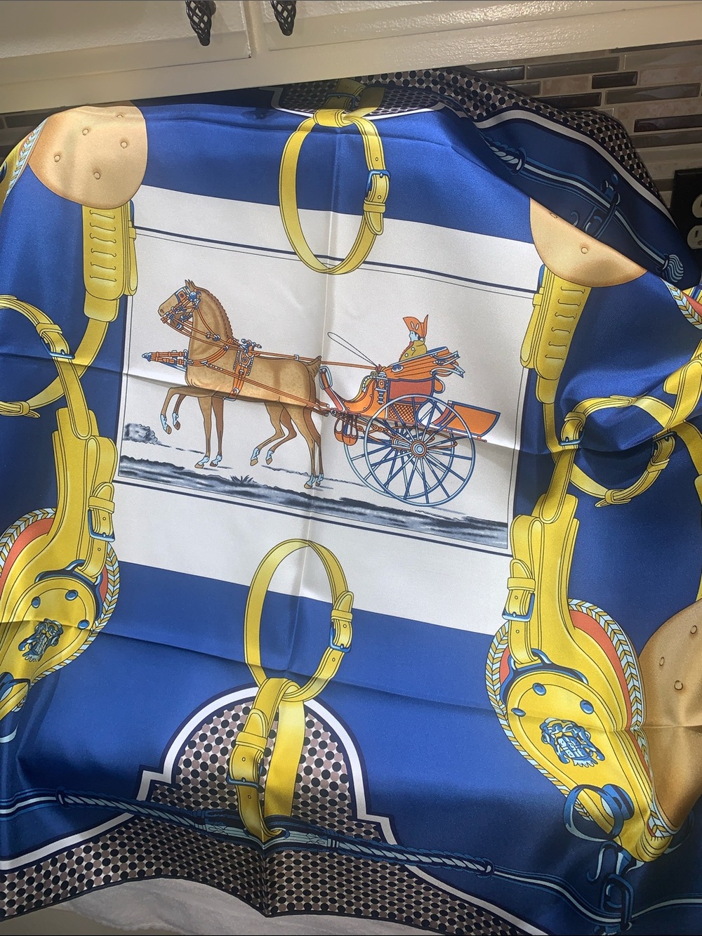 Carolina Lemke Berlín Yellow Horse Carriage Decorative Scarf - Picture 3 of 3